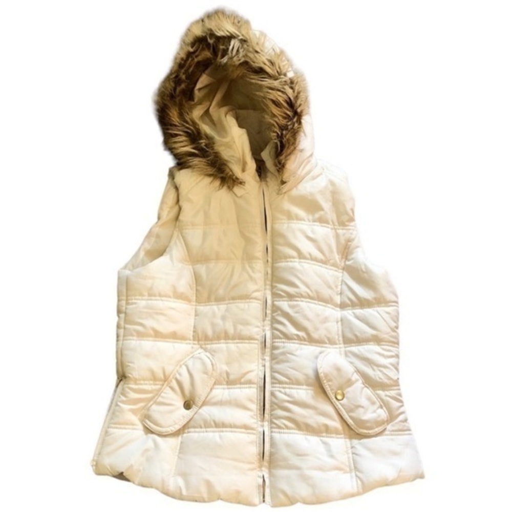 Bongo cream winter white puffer vest with removable hood size XL